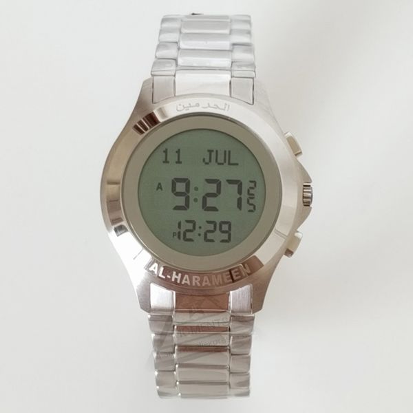 

islam prayer watch with prayer alram and quran bookmaker 6372 hijri watch for muslim with azan time, Slivery;brown