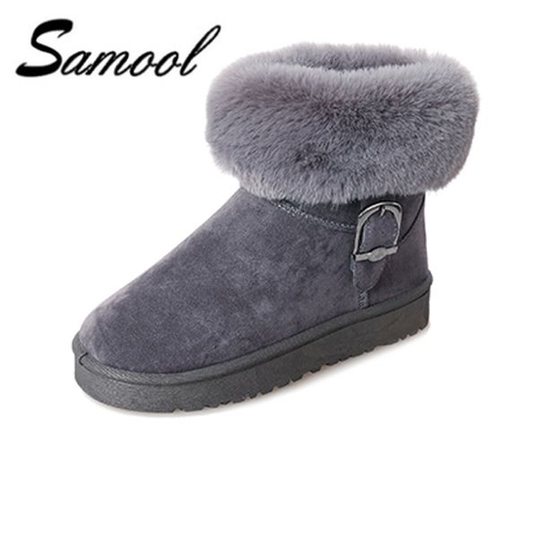

new warm winter women snow boots with fur female footwear ladies shoes casual outdoor ankle flats boots xx4, Black
