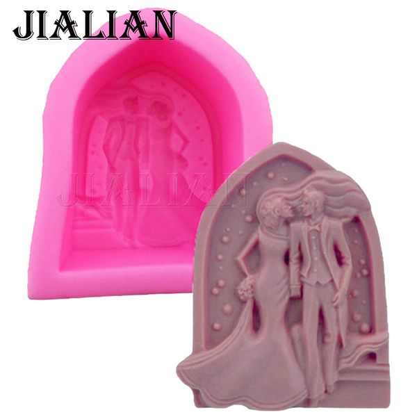 

bride groom couple silicone molds wedding decoration fondant cake decorating baking tools man woman handmade soap mold t0660