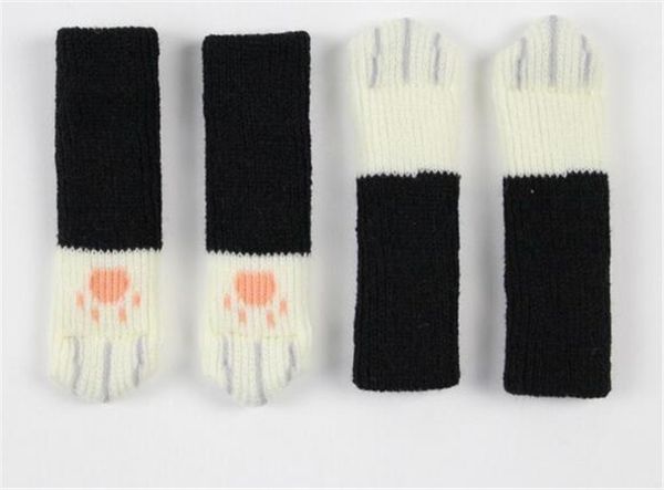 

new textiles 4pcs knitting cat style chair leg socks home furniture leg floor protectors non-slip table legs cover prevent cat scratching