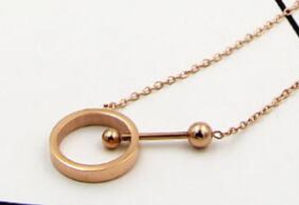 

korean version of the double circle steel dumbbell short necklace fashion ladies titanium plated 18k rose gold clavicle chain, Silver