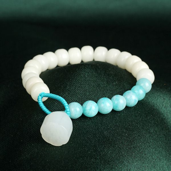 

fine original pure natural white jade bodhi root bead bracelet hand strings sell art and fresh female gifts 3 color optional, Black