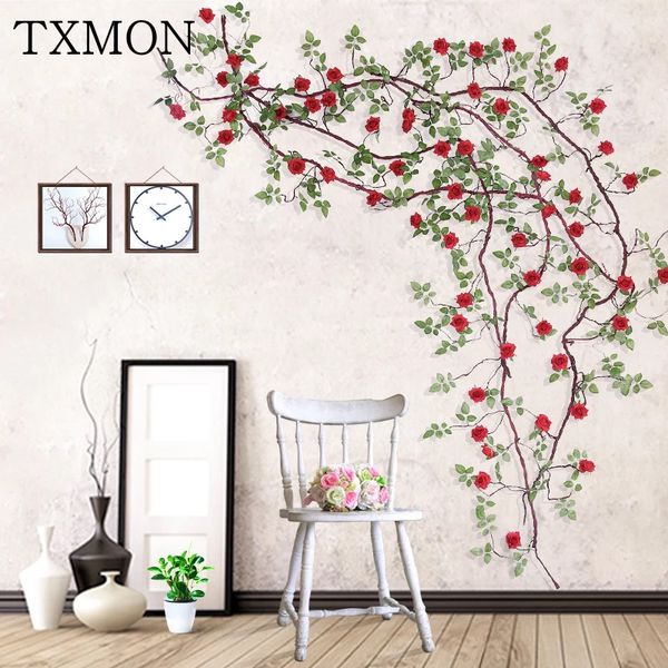 

three meter four colors wedding decoration artificial fake rose flower vine hanging garland wedding home decor decorative flowers & wreaths