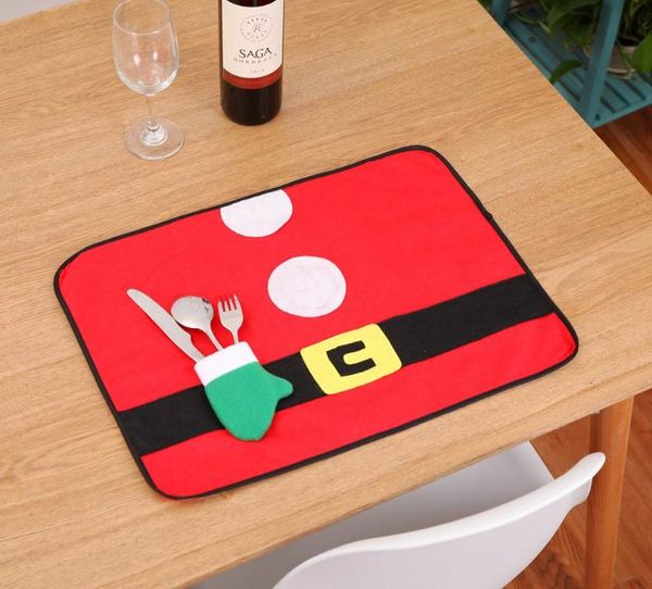 Mesa de Natal Vermelho Mat Placemats pano de Mesa feltro celebrações Xmas Party Dinner Decor estilo rústico Decoração festiva suprimentos SN1320 vermelho