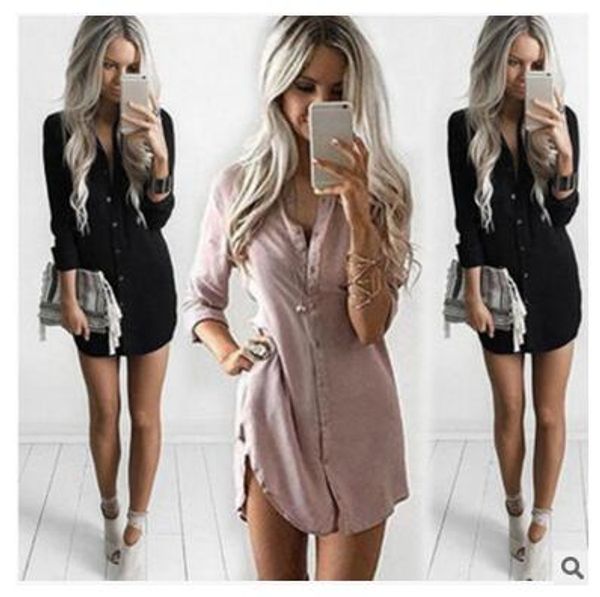 

women long sleeve casual blouses burst slim base shirt small v-neck button shirts womens clothes spring, White