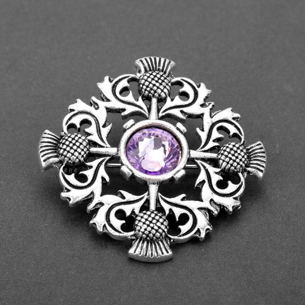 

mqchun jewelry outlander brooch scotland national flower thistle scottish irish brooch pin badge pins for women men party gift, Gray