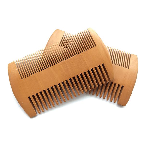 

50pcs/lot Dual Action Pocket Wood Comb Peach Wood Coarse Fine Tooth Hair Care Styling Tool Anti Static For Beard Oil Balm Company