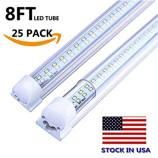 25pcs integrato T8 Led Tube Light Doppia linea 4ft 5ft 6ft 8ft Dual row Cooler Lighting Led shop lights AC85-265V Con tutti gli accessori