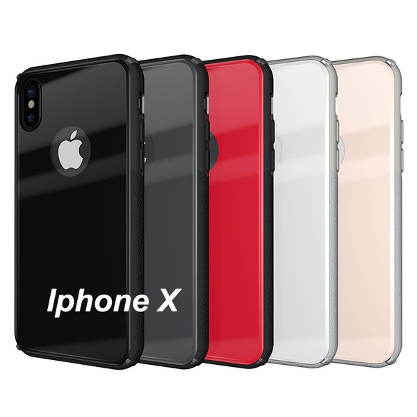 

for iphone case luxury soft tpu tempered glass back cover phone case for iphone x 8 8plus
