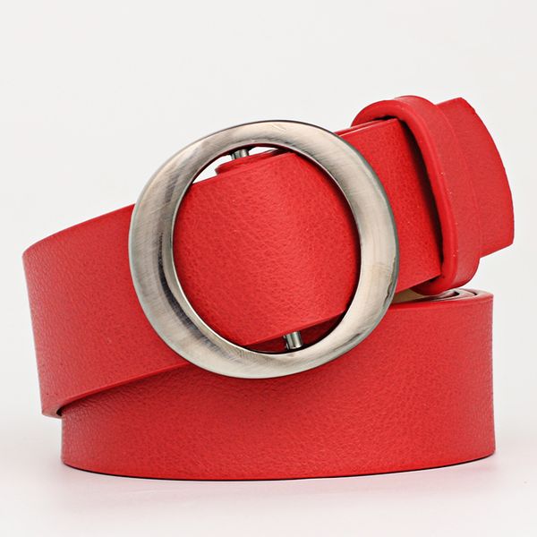 

2019 new ladies black red white brown wide leather waist belt female round circle buckle belts for women jeans cinturon, Black;brown