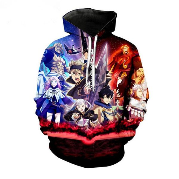 

новые моды для мужчин/женщин японский аниме черный клевер 3d смешно печатных crewneck толстовка мода повседневная толстовки h440, Black