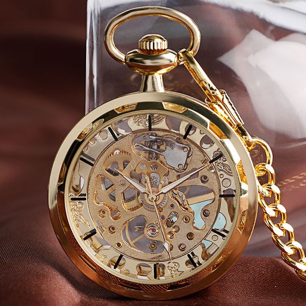 

Старинные часы ожерелье стимпанк скелет механические Fob карманные часы часы куло