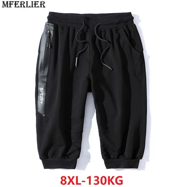 

summer autumn men plus size sweatpants 7xl 8xl hipster large size big workout pants calf length sportswear casual black letter