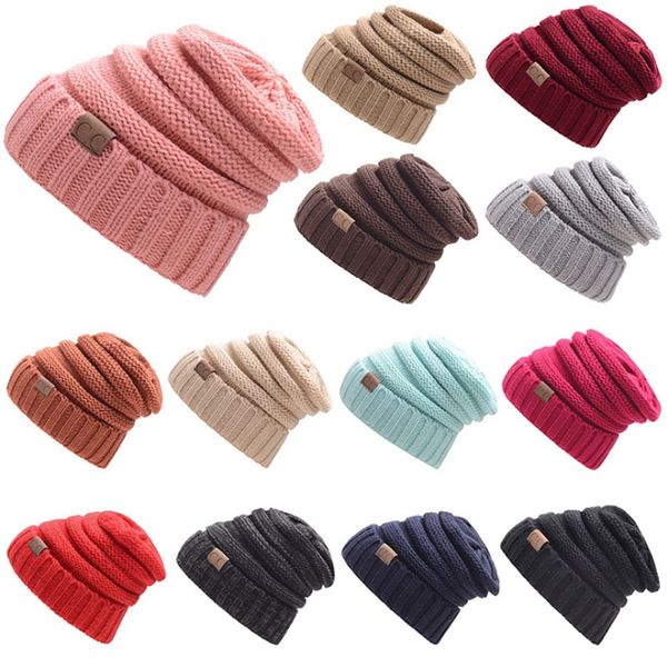 

Cc trendy hat winter knitted beanie label winter knitted wool cap fold ca ual cc beanie hat olid chri tma decoration f122