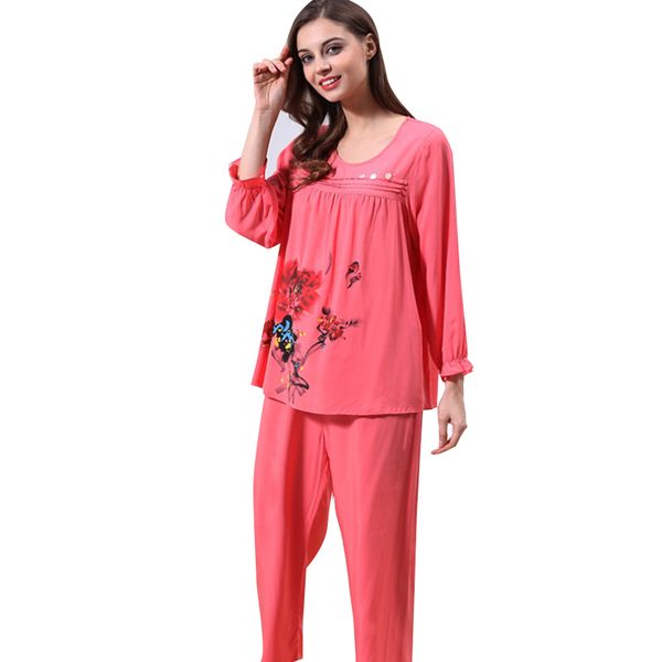 

pajama sets womens sleep summer casual cotton pajamas o neck comfortable breathable full print ankle length pants pajama set, Blue;gray