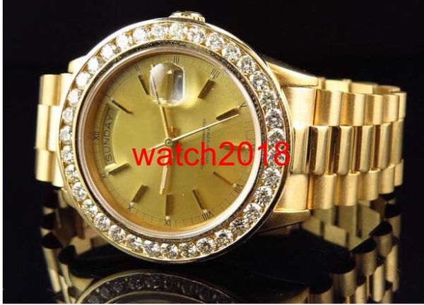 

Top Quality Luxury Watch Wristwatch DayD@te Presidenti@l 18038 18k Yellow Gold Diamond Watch Automatic Mens Men's Watch Watches