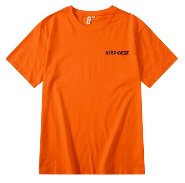 

424 Black Rose T-shirts Hip Hop Streetwear Clothing Tops Crew Neck Orange Male Female Couples Tee