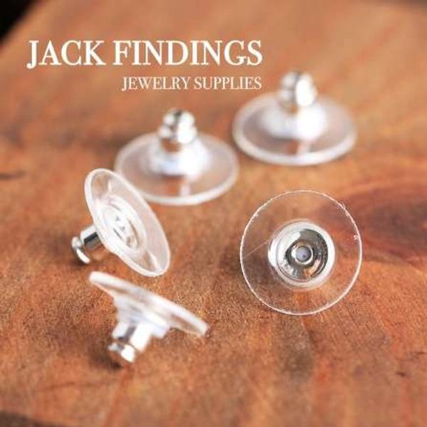 

100pcs white k plated copper earring back plug earring settings base settings rubber ear studs back whole sale