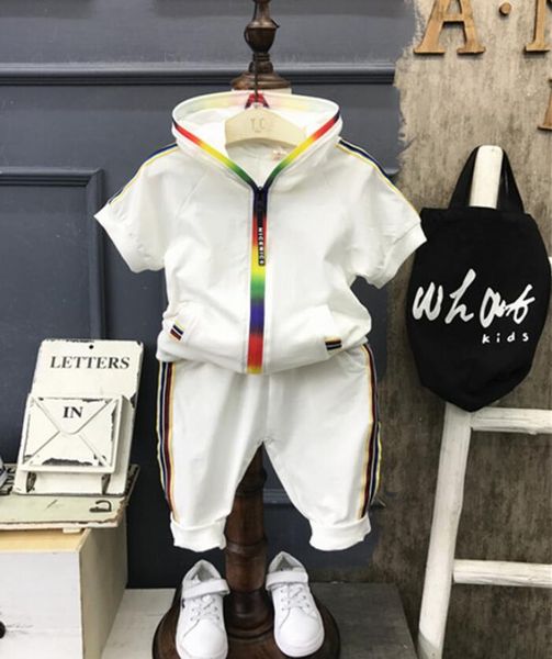 

baby suit 1t-4t children hoodies and short pant kids tracksuits children sport suit 2 pcs sets short sleeve cotton sets summer, White