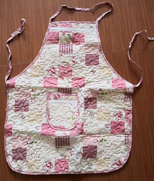 

retro style pink flower cotton cooking apron