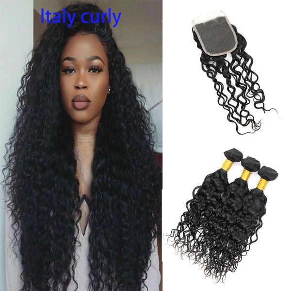 Fashion Indian Hair Human Hair Weaves Natural Black Italy Curly
