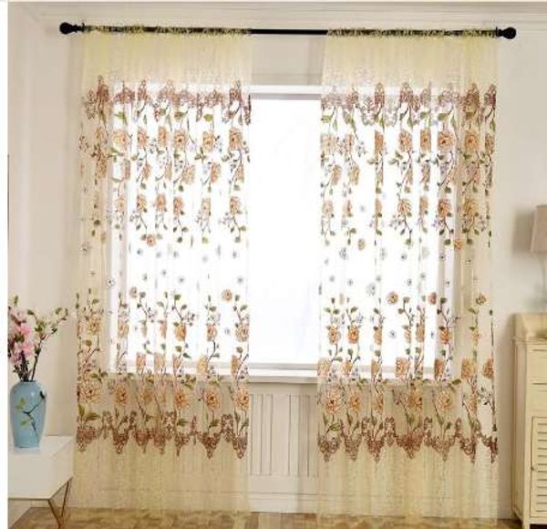 1m * 2m Cozinha Curta Sheer Burnout Roman Blinds Cortinas Peônia Painel Painel Tulle JanelaCurtain Tratamento Porta de Tratamento Cortinas Hom Cortina E Decoração