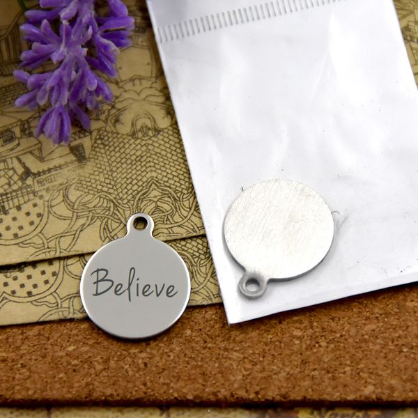 

40pcs--"believe "stainless steel charms more style for choosing diy charms pendants for necklace, Bronze;silver