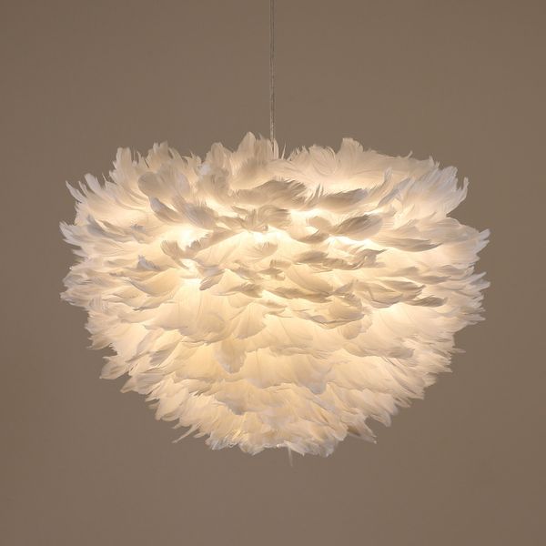 

ecolight led modern pendant 3 lights white feather dia60cm cord suspension lamp for dinning room luminaria lighting