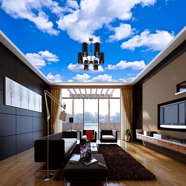 Custom Ceiling Wallpaper Blue Sky And White Clouds Murals For The Living Room Bedroom Ceiling Background Wall Mural Wallpaper Backgrounds Wallpapers