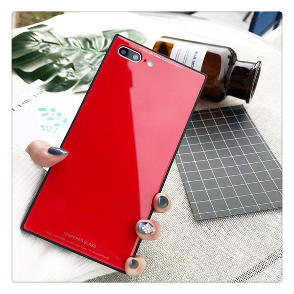 

2018 new arrival for iphone suitcase square pure color tempered glass case for goophone x desinger phone case