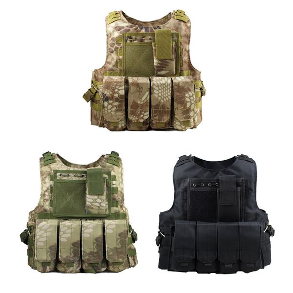 

tactical vest outdoors training protection vest costume-adjustable with removeable pouche hunting, Camo