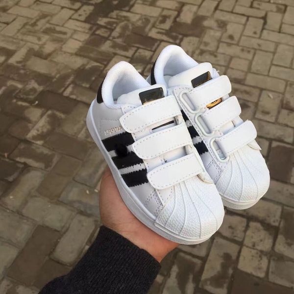 

christmas 2019 superstar for kids new stan smith sneakers casual leather children shoes sports jogging shoes boys classic flats shoes, Black;red