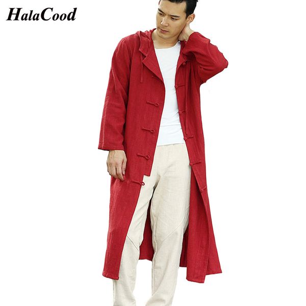 

mens trench coat 2018 tang suit new fashion designer men long coat autumn winter windproof slim chinese style men plus size, Tan;black