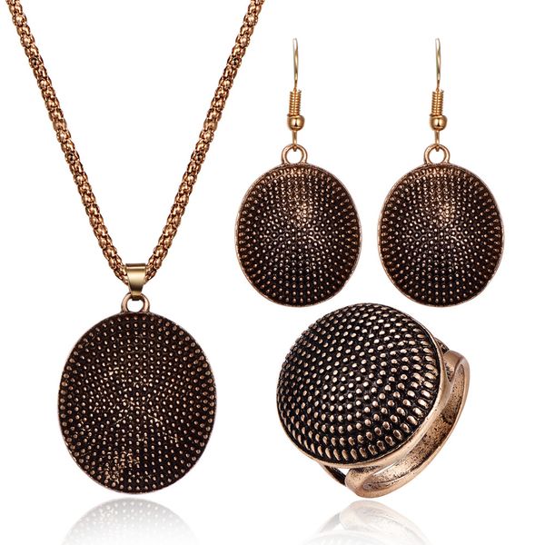 

fashion oval pendant metallic statement women jewelry sets ethnic round carved antique gold sliver women vintage jewelry sets, Silver
