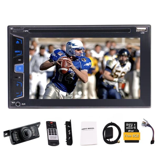 

6,2 "двойной din in-dash bluetooth автомобильный dvd стерео gps-навигация аудио 1080p видеоплеер fm / am / rds радио / usb / swc камера задн