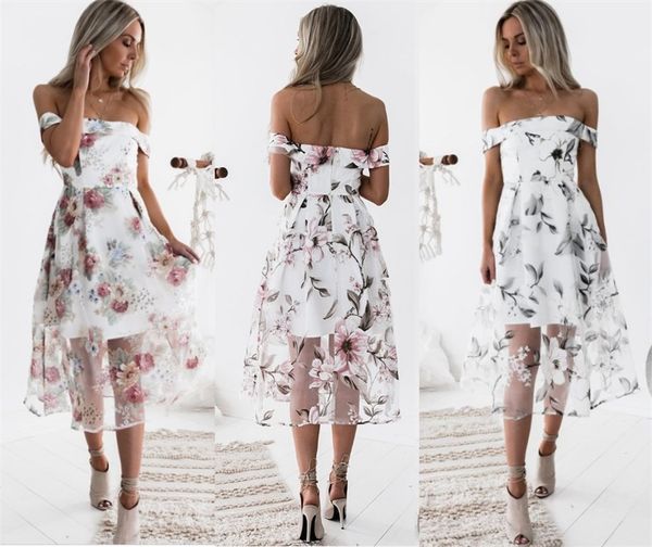 

europe and the united states new dress 2018 women's word collar printing organza dress dress, Black;gray