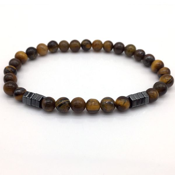 

lelx 2018 new fashion 6mm charm bracelet jewelry matte tiger eye beaded bracelet for women, Black