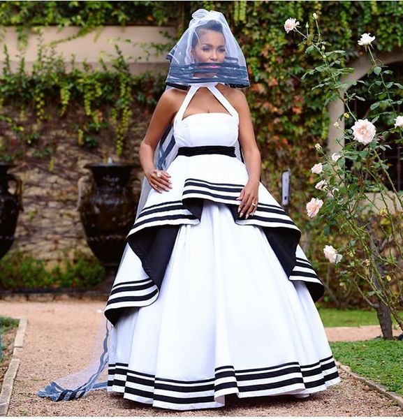 

white and black satin wedding dresses high neck ball gown african wedding gowns tiers skirt middle east bride dresses vestidos de noiva