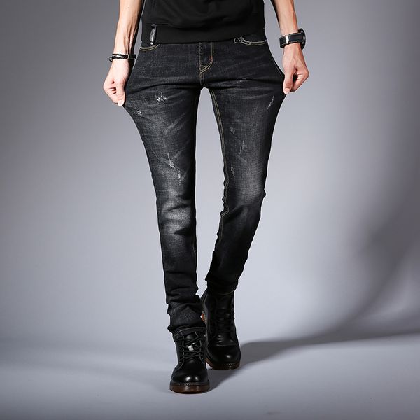 

slim jeans men 2018 new fashion spring stretch denim jeans man elastic casual slim jean pants male quality homme pants, Blue