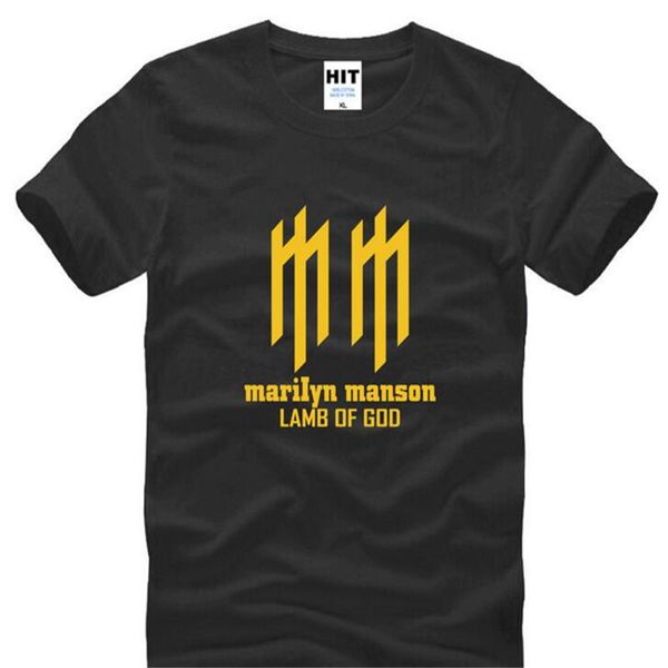 

marilyn manson logo metal rock t shirt men t-shirt fashion summer mens o neck 100% cotton tee camisetas tshirt hombre fans, White;black