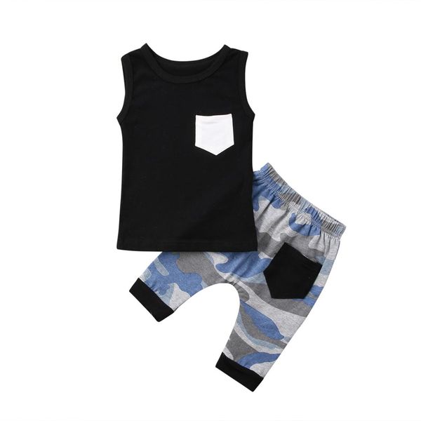 

cute newborn infant baby boy girl vest +camo short pants 2pcs outfits 0-24m, White