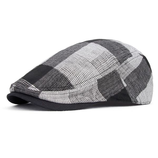 

spring and summer cap plaid cap casual fashion beret hat male, Blue;gray
