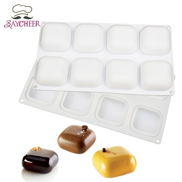 

baycheer 8 cavity square silicome mold cake pan diy mousse jelly chocolate handmade soap candy baking supplies