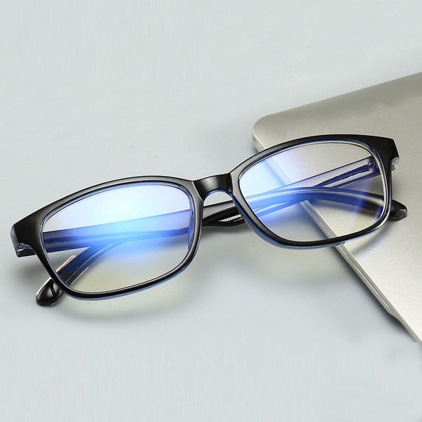

2018anti blue rays computer glasses women men anti-blue radiation protection flat mirror square myopia frame eyeglasses, Black