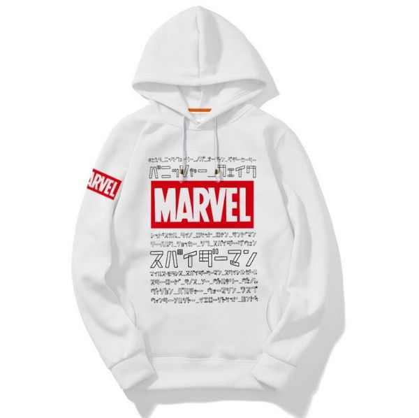 

Mens Hoodies MARVEL White Red Letter Printed Sweatshirts S - 3XL Fashion Male Hooded Pullover Sweatshirt for Spring Autumn