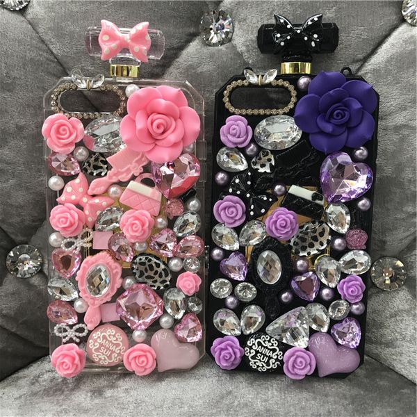 

luxury diamond crystal rhinestone flower lanyard perfume bottle case cover for iphone x 8 7 6s plus samsung s9 s9plus s8 note8