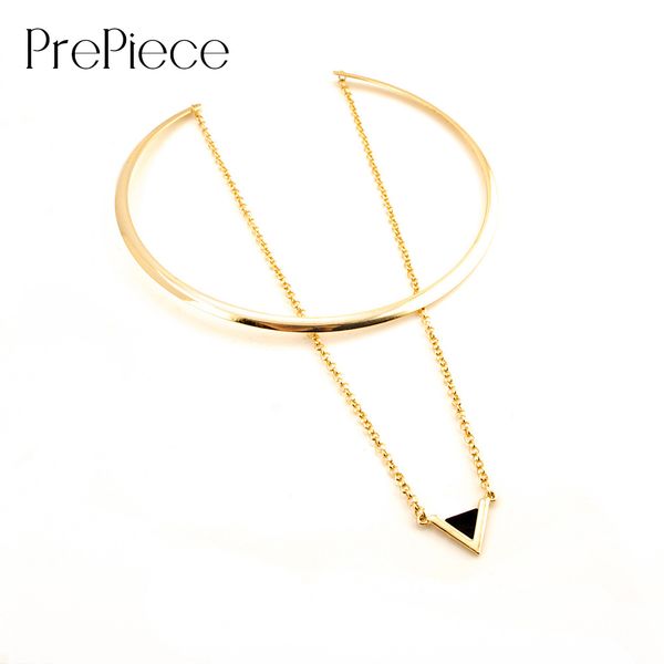 

prepiece alloy triangle pendant necklace gold multi-layer collar necklaces trendy jewelry for women daily/holiday 2018 pn1273, Silver