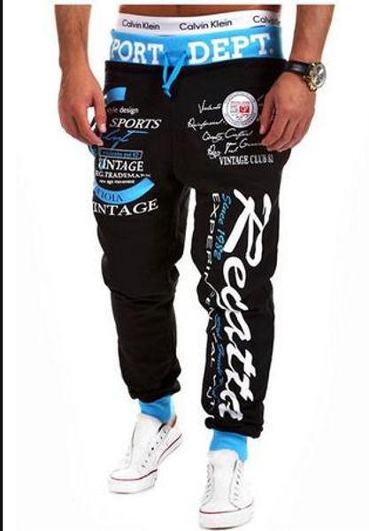 

высокое качество 2020 летние активные цифровые printed elastic талии drawstring хип-хоп уличной joggers потерять beam ноги штаны, Black