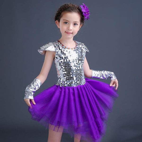 

the new girls' sequin dress skirt, jazz dance dress, children's stage dress, Blue