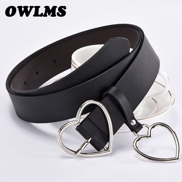 

design heart buckle belt girl love pin buckle belts student cute gifts for girlfriend jeans punk bar belt wide women, Black;brown
